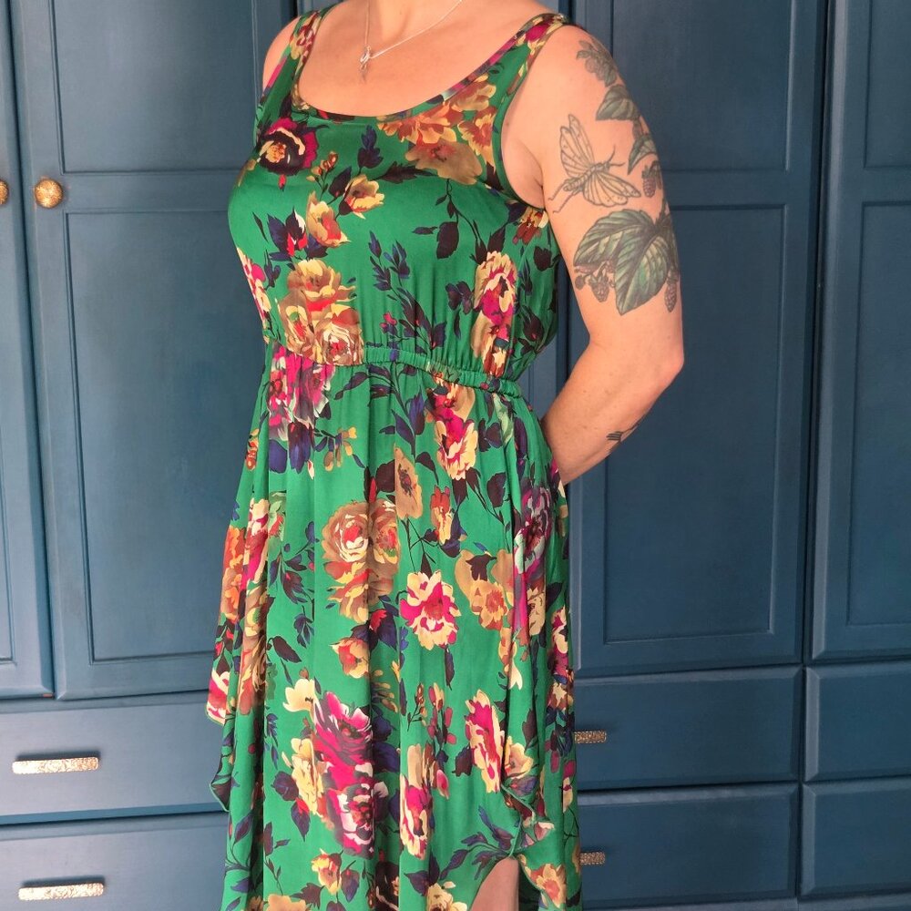 Romeo & Juliet Couture green satin dress